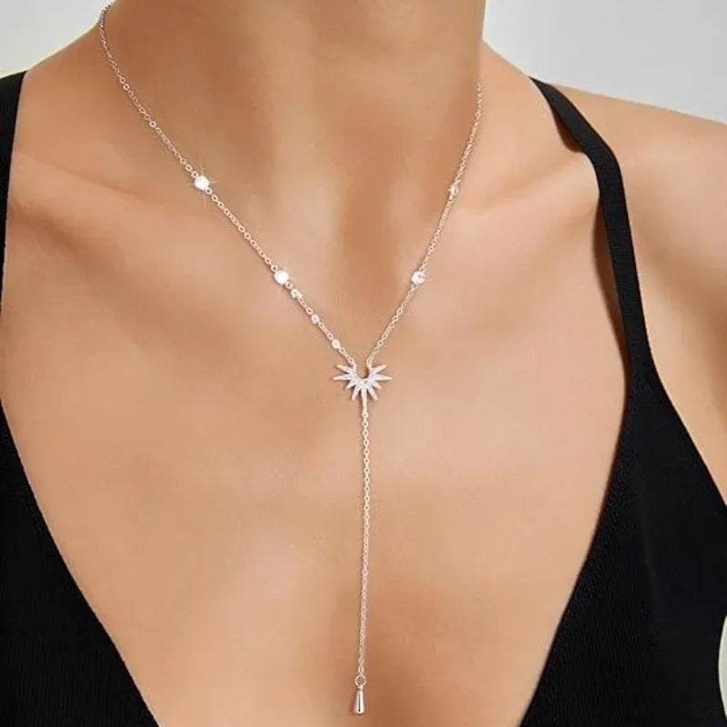 Collier ras-du-cou avec pendentif en Y en acier inoxydable